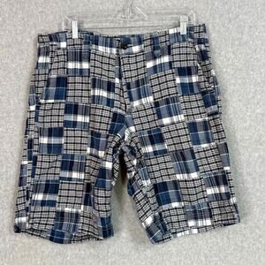 Vtg Y2K Old Navy Shorts 36 Loose Plaid Madras Patchwork Preppy Nautical Boating